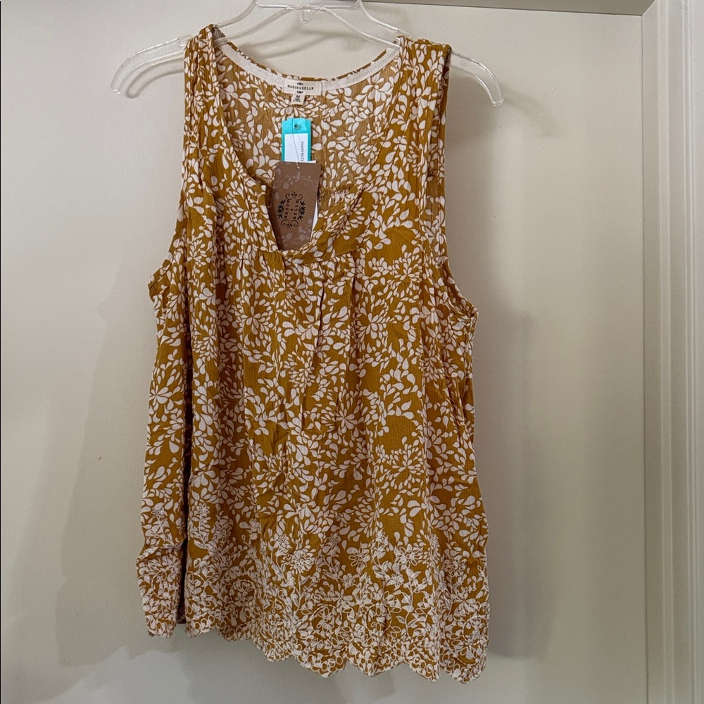 💙3 for $55💙Women's Floral Tank Top - Mustard
